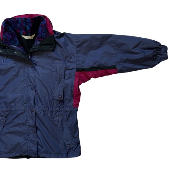 Vintage 90s Columbia Long’s Peak Convertible Fleece Winter Jacket Purple Medium - Picture 4 of 13